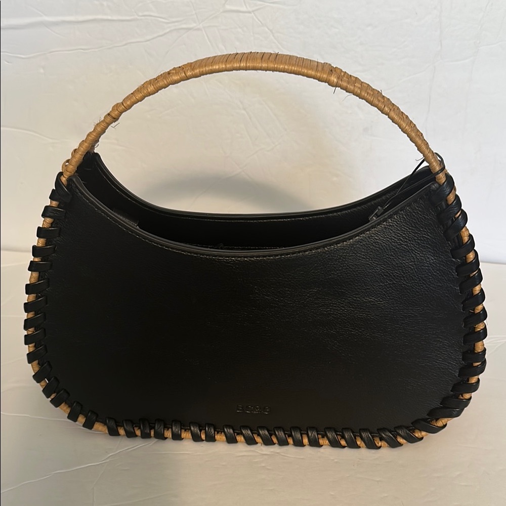 BCBG Wicker Whipstitched Top Handle Bag